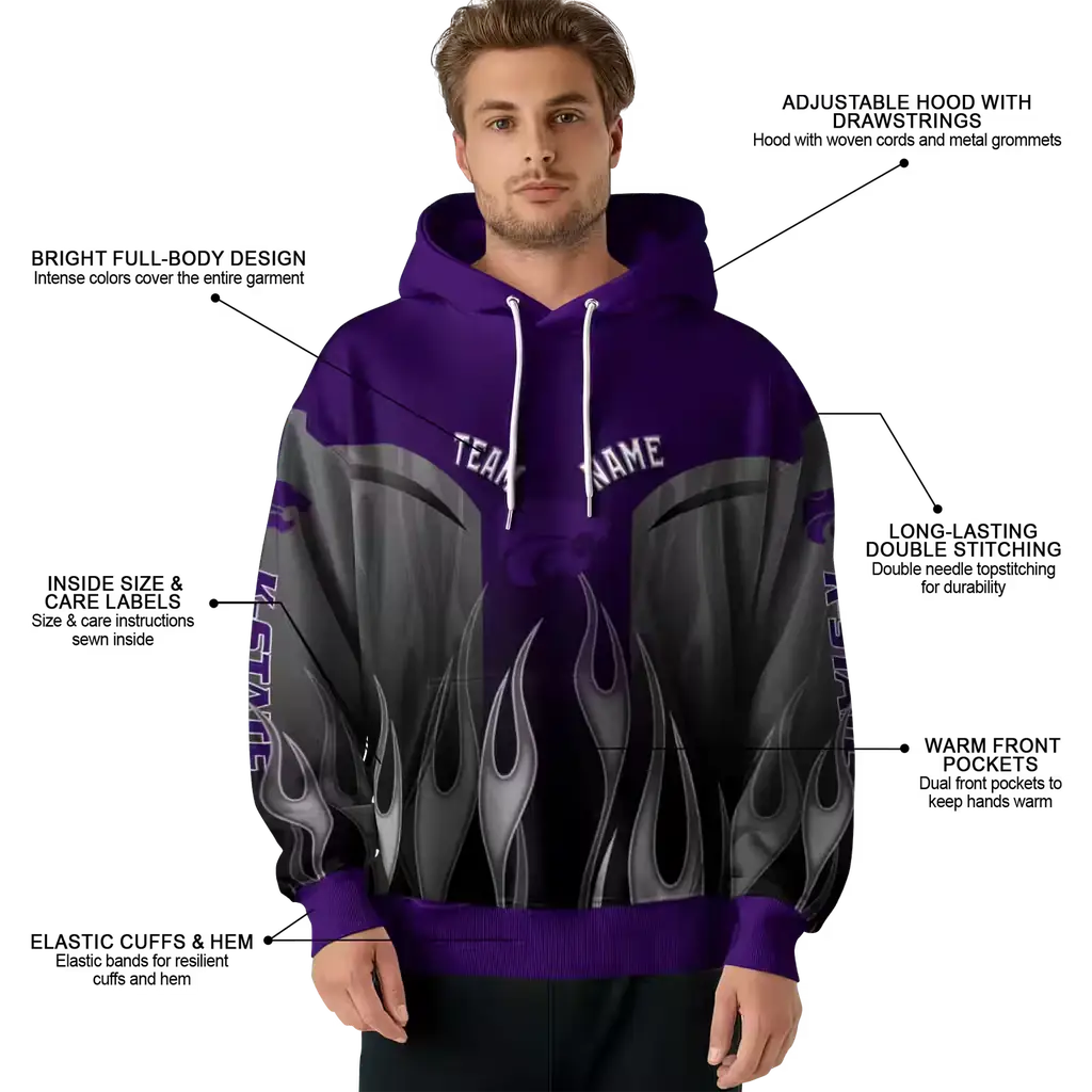 customized kansas state wildcats flame design purple hoodie latest model customized kansas state wildcats flame design purple hoodie latest model