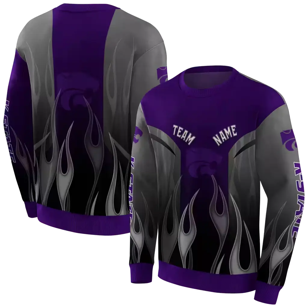 customized kansas state wildcats flame design purple hoodie premium grade customized kansas state wildcats flame design purple hoodie premium grade
