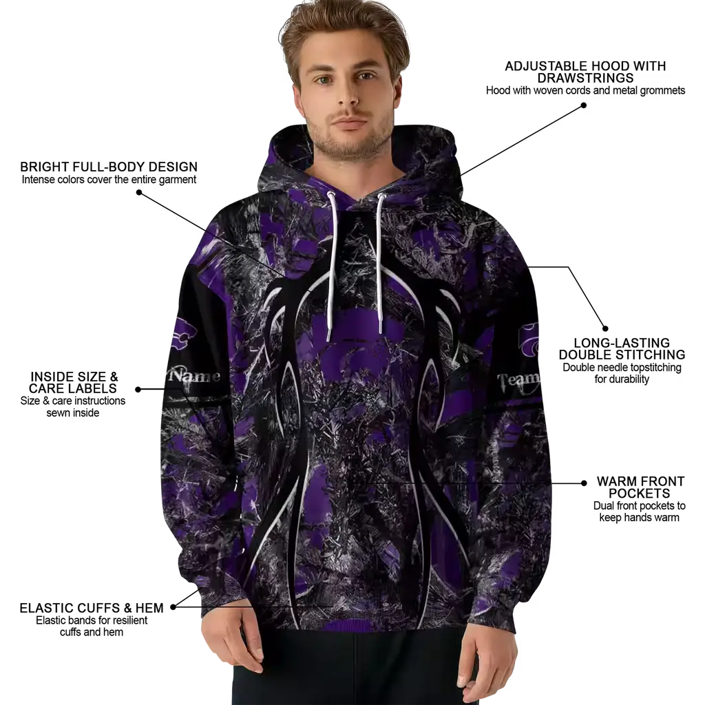 customized kansas state wildcats hunting theme purple black hoodie latest model customized kansas state wildcats hunting theme purple black hoodie latest model