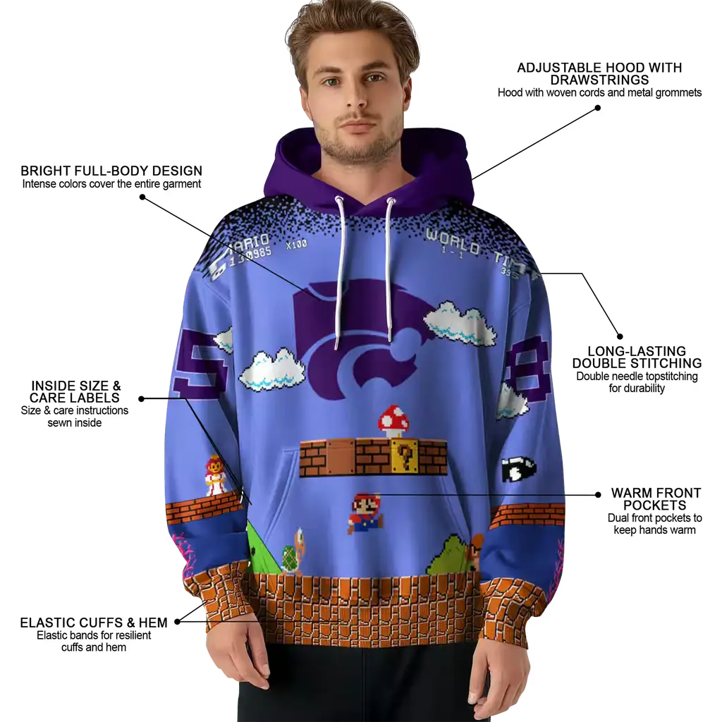 customized kansas state wildcats mario blue black hoodie latest model customized kansas state wildcats mario blue black hoodie latest model