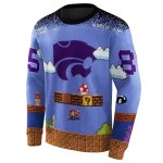 customized kansas state wildcats mario blue black hoodie best selling