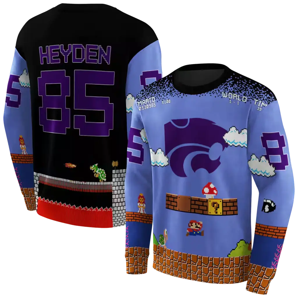 customized kansas state wildcats mario blue black hoodie premium grade customized kansas state wildcats mario blue black hoodie premium grade