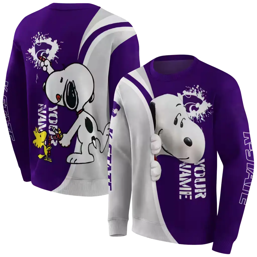 customized kansas state wildcats peeking snoopy purple hoodie premium grade customized kansas state wildcats peeking snoopy purple hoodie premium grade