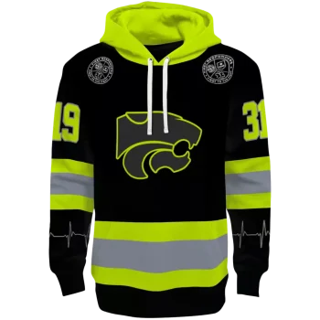 customized kansas state wildcats safety motif black neon green hoodie best selling