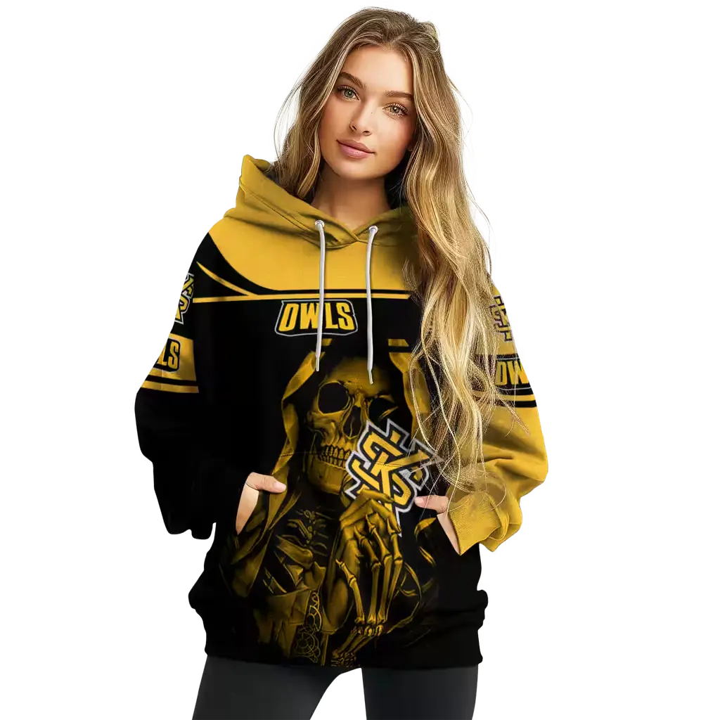 customized kennesaw state owls grim reaper gold black hoodie high quality customized kennesaw state owls grim reaper gold black hoodie high quality