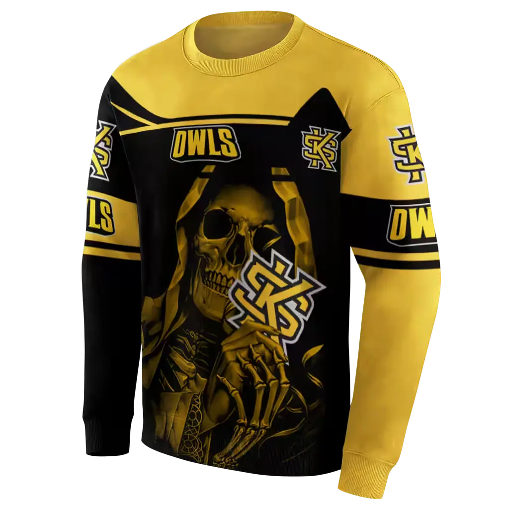 customized kennesaw state owls grim reaper gold black hoodie new arrival customized kennesaw state owls grim reaper gold black hoodie new arrival