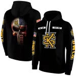 customized kennesaw state owls punisher skull black hoodie best selling