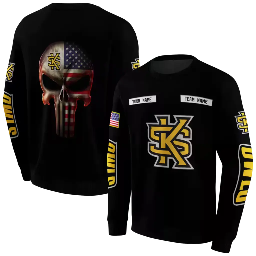 customized kennesaw state owls punisher skull black hoodie premium grade customized kennesaw state owls punisher skull black hoodie premium grade