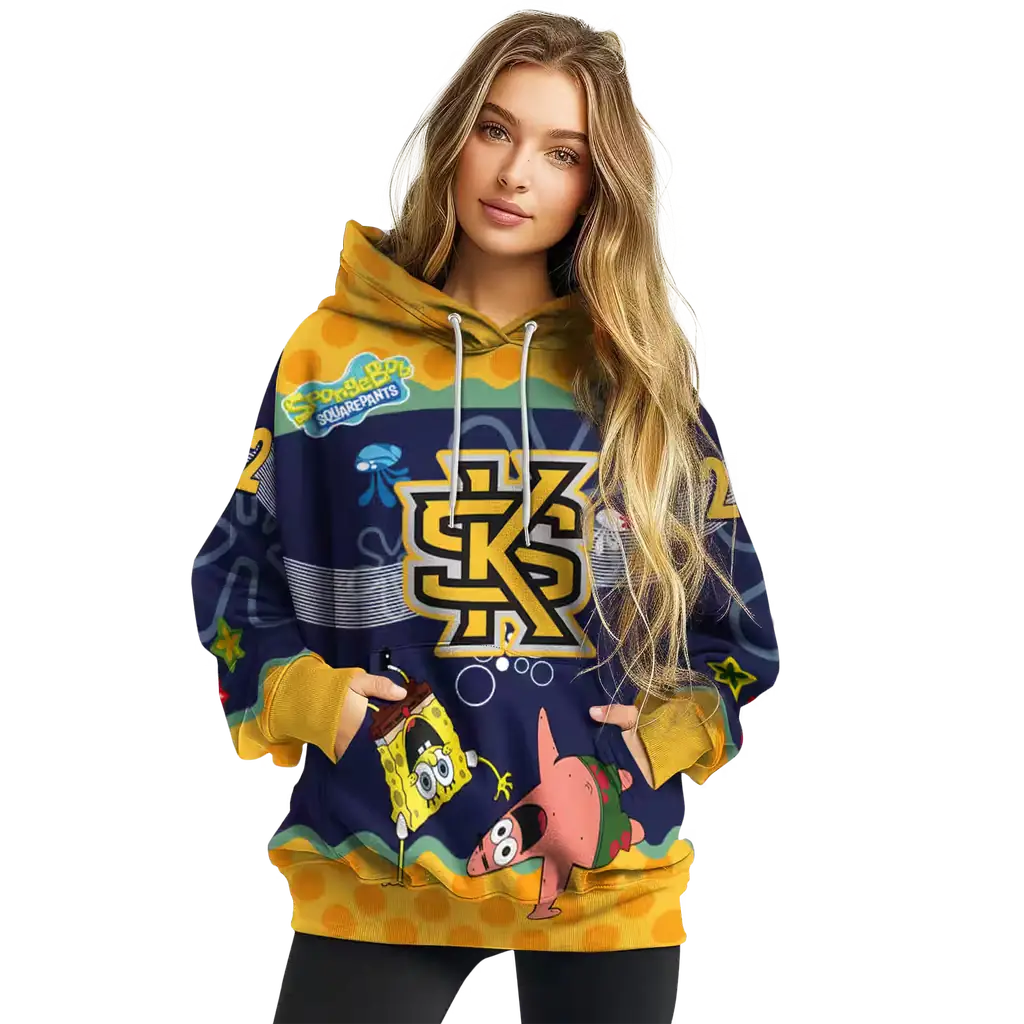customized kennesaw state owls spongebob patrick star gold navy hoodie high quality customized kennesaw state owls spongebob patrick star gold navy hoodie high quality