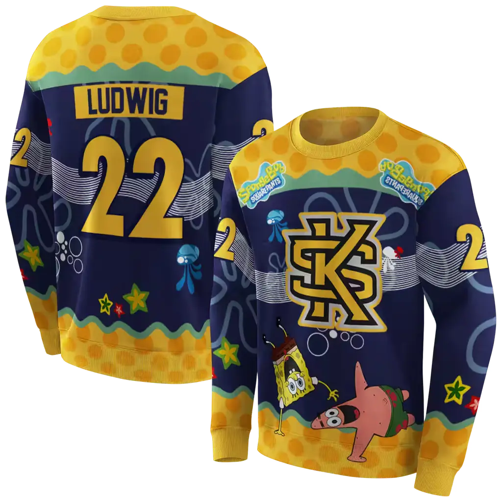 customized kennesaw state owls spongebob patrick star gold navy hoodie premium grade customized kennesaw state owls spongebob patrick star gold navy hoodie premium grade