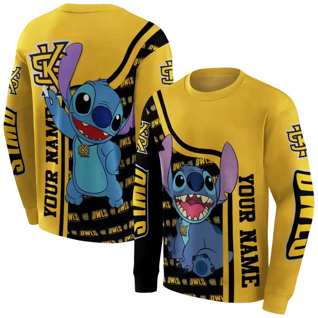 customized kennesaw state owls stitch gold hoodie premium grade customized kennesaw state owls stitch gold hoodie premium grade