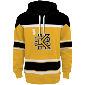 customized kennesaw state owls striped pattern gold hoodie best selling