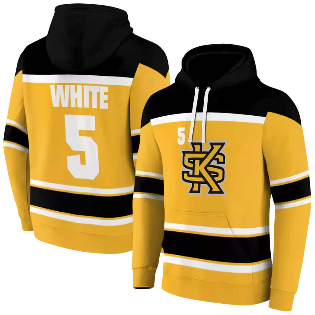 customized kennesaw state owls striped pattern gold hoodie fashion forward customized kennesaw state owls striped pattern gold hoodie fashion forward