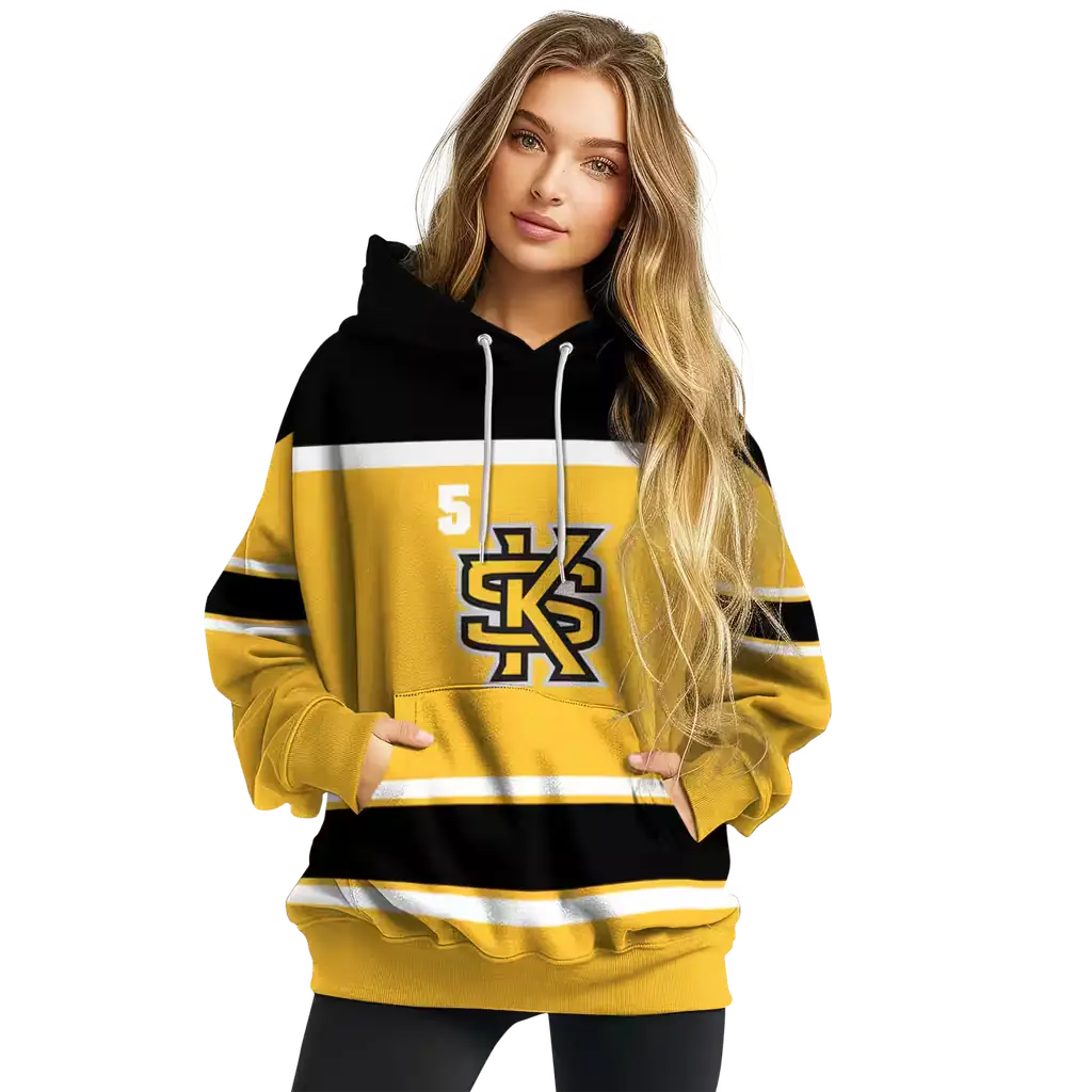 customized kennesaw state owls striped pattern gold hoodie high quality customized kennesaw state owls striped pattern gold hoodie high quality