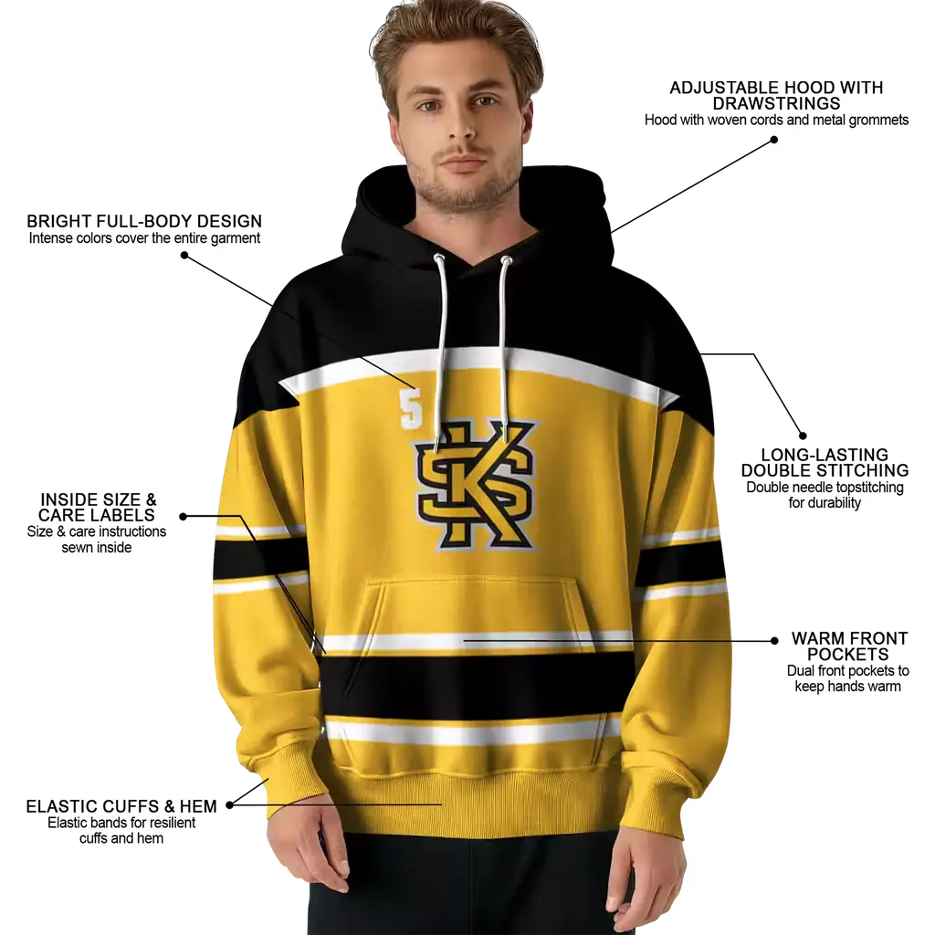 customized kennesaw state owls striped pattern gold hoodie latest model customized kennesaw state owls striped pattern gold hoodie latest model