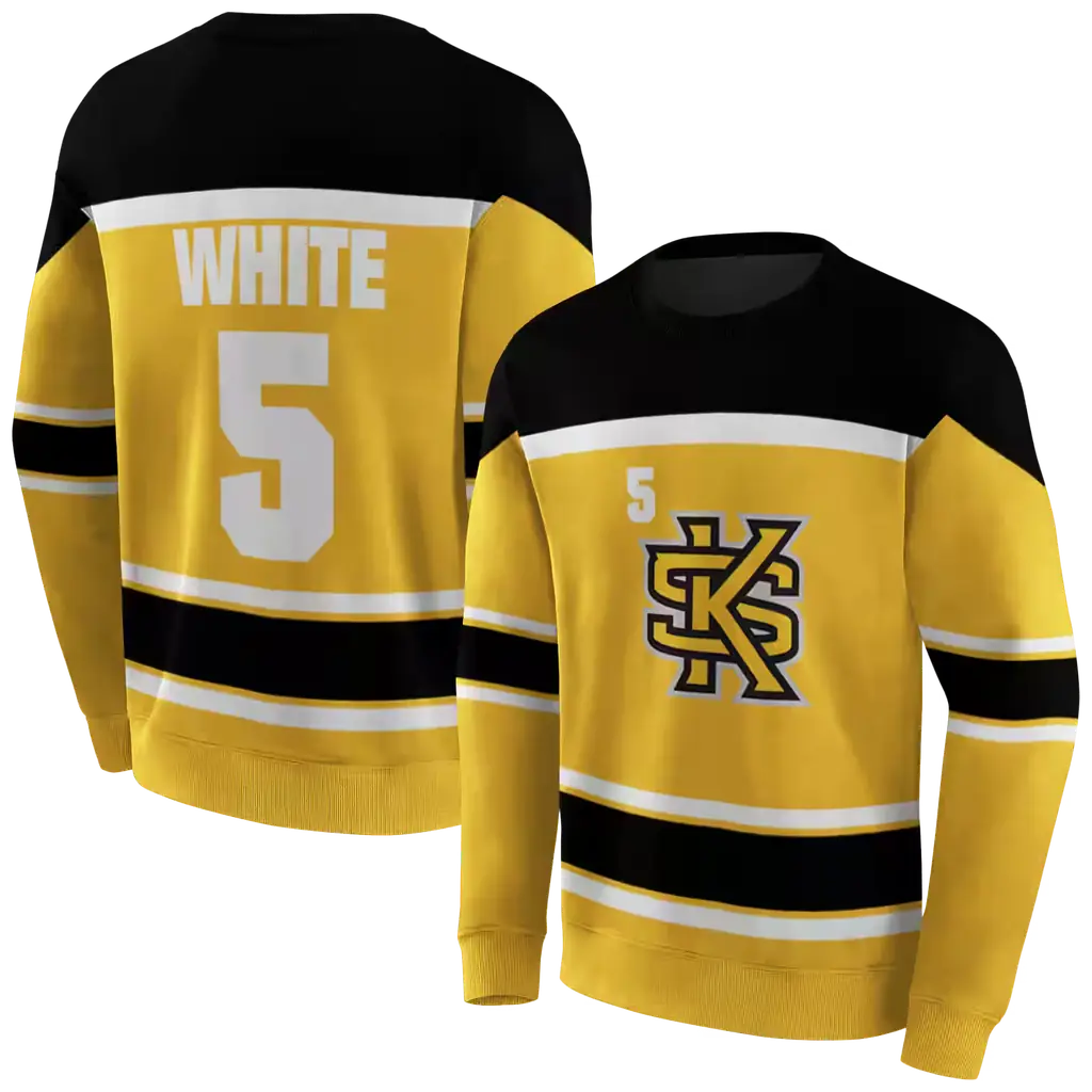 customized kennesaw state owls striped pattern gold hoodie premium grade customized kennesaw state owls striped pattern gold hoodie premium grade