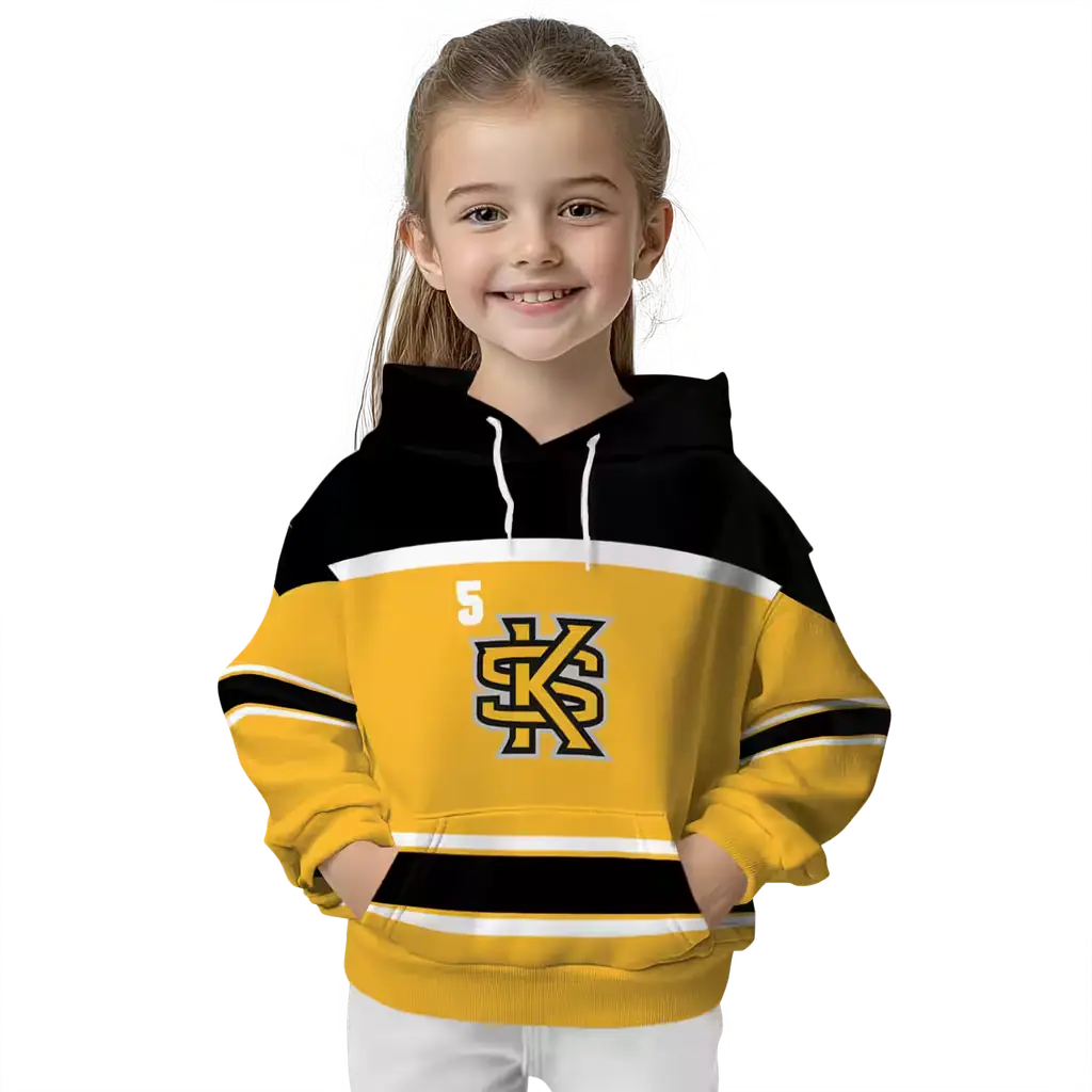 customized kennesaw state owls striped pattern gold hoodie top rated customized kennesaw state owls striped pattern gold hoodie top rated