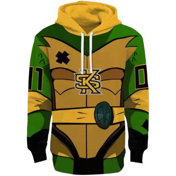 customized kennesaw state owls superhero armor gold green hoodie best selling