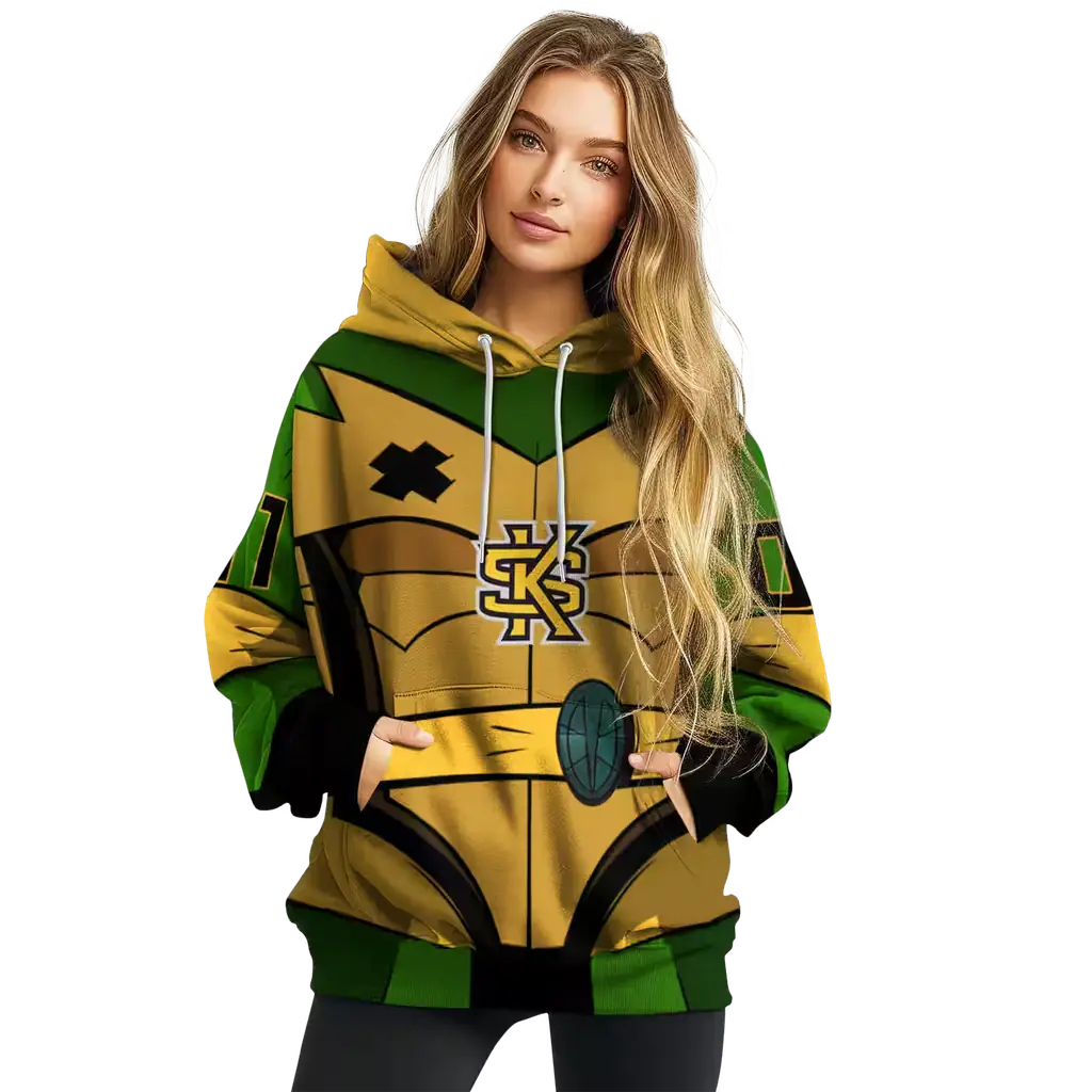 customized kennesaw state owls superhero armor gold green hoodie high quality customized kennesaw state owls superhero armor gold green hoodie high quality