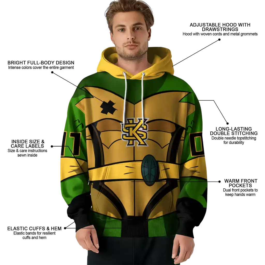 customized kennesaw state owls superhero armor gold green hoodie latest model customized kennesaw state owls superhero armor gold green hoodie latest model
