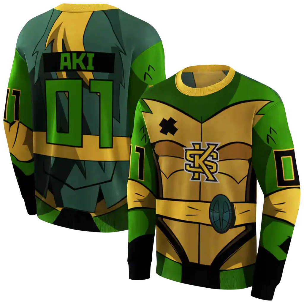 customized kennesaw state owls superhero armor gold green hoodie premium grade customized kennesaw state owls superhero armor gold green hoodie premium grade