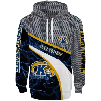 customized kent state golden flashes hexagonal mesh navy blue black gray hoodie best selling