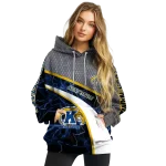 customized kent state golden flashes hexagonal mesh navy blue black gray hoodie best selling