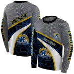 customized kent state golden flashes hexagonal mesh navy blue black gray hoodie best selling
