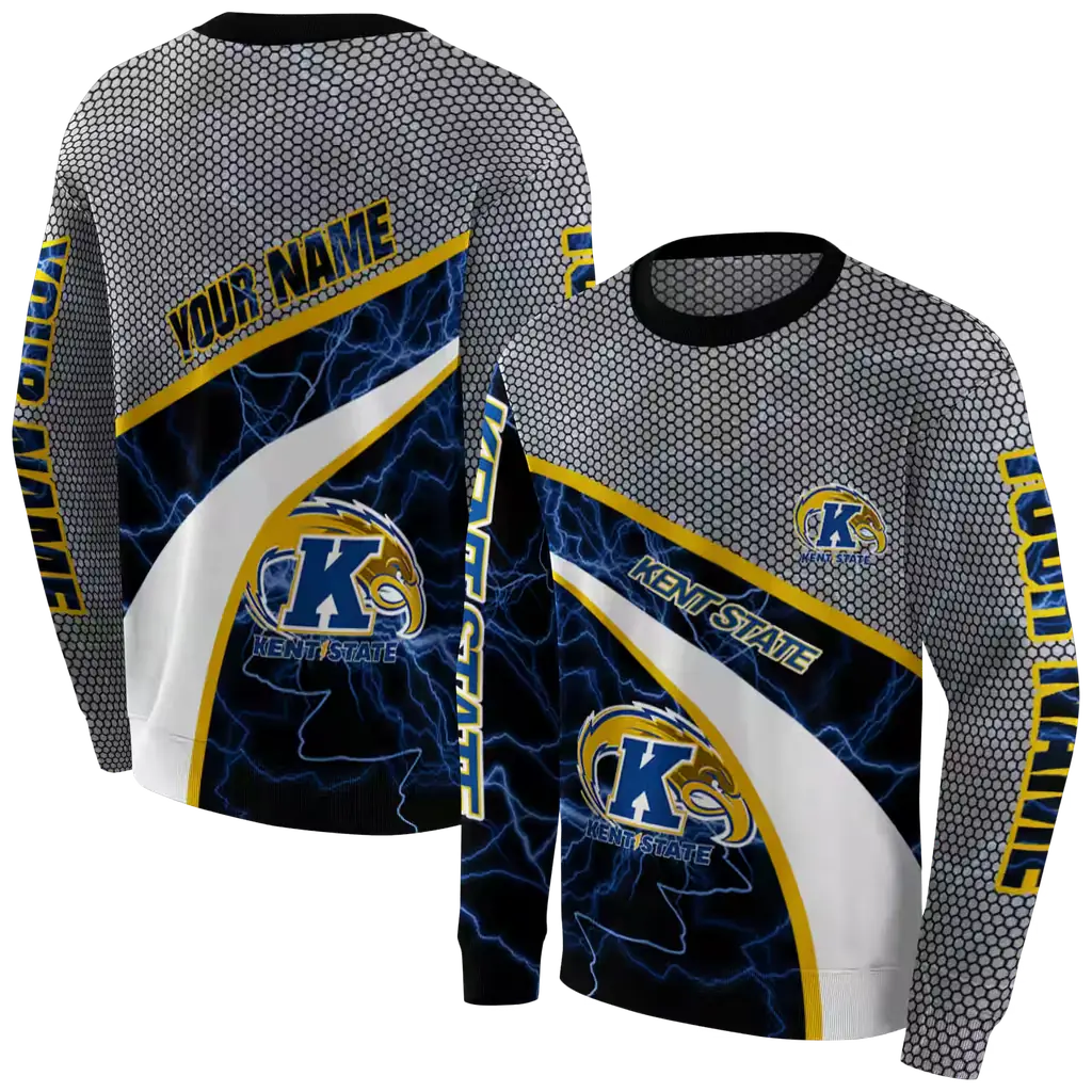 customized kent state golden flashes hexagonal mesh navy blue black gray hoodie premium grade customized kent state golden flashes hexagonal mesh navy blue black gray hoodie premium grade