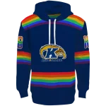 customized kent state golden flashes rainbow stripes navy blue hoodie best selling