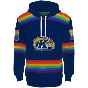 customized kent state golden flashes rainbow stripes navy blue hoodie best selling