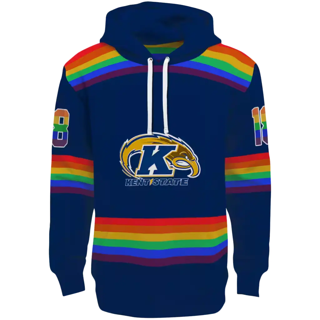 customized kent state golden flashes rainbow stripes navy blue hoodie best selling customized kent state golden flashes rainbow stripes navy blue hoodie best selling