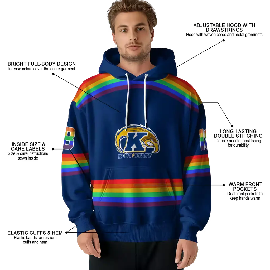 customized kent state golden flashes rainbow stripes navy blue hoodie latest model customized kent state golden flashes rainbow stripes navy blue hoodie latest model
