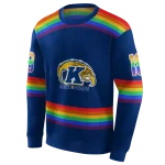 customized kent state golden flashes rainbow stripes navy blue hoodie best selling