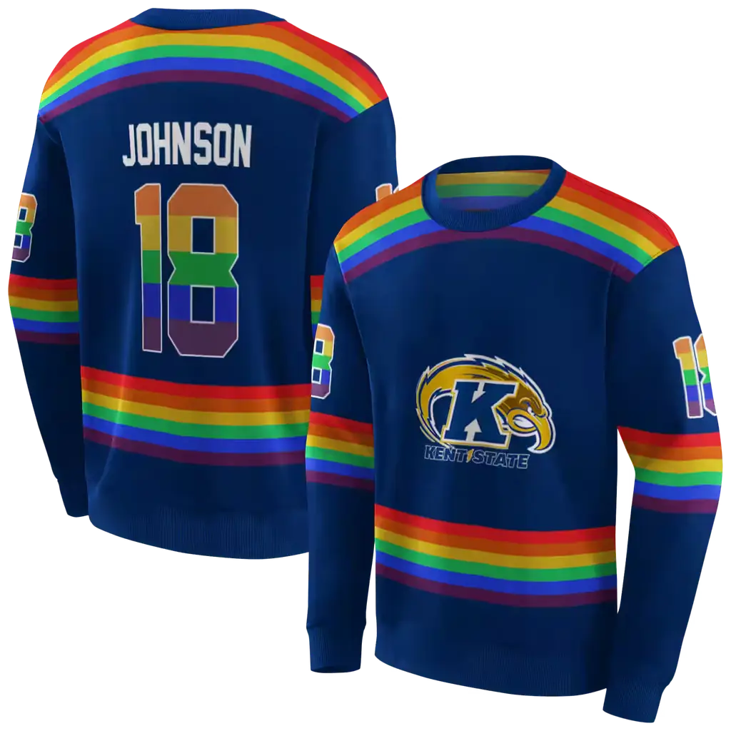 customized kent state golden flashes rainbow stripes navy blue hoodie premium grade customized kent state golden flashes rainbow stripes navy blue hoodie premium grade