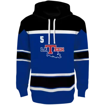 customized la tech striped pattern blue hoodie best selling
