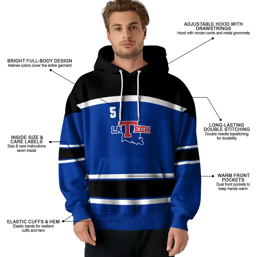 customized la tech striped pattern blue hoodie latest model customized la tech striped pattern blue hoodie latest model