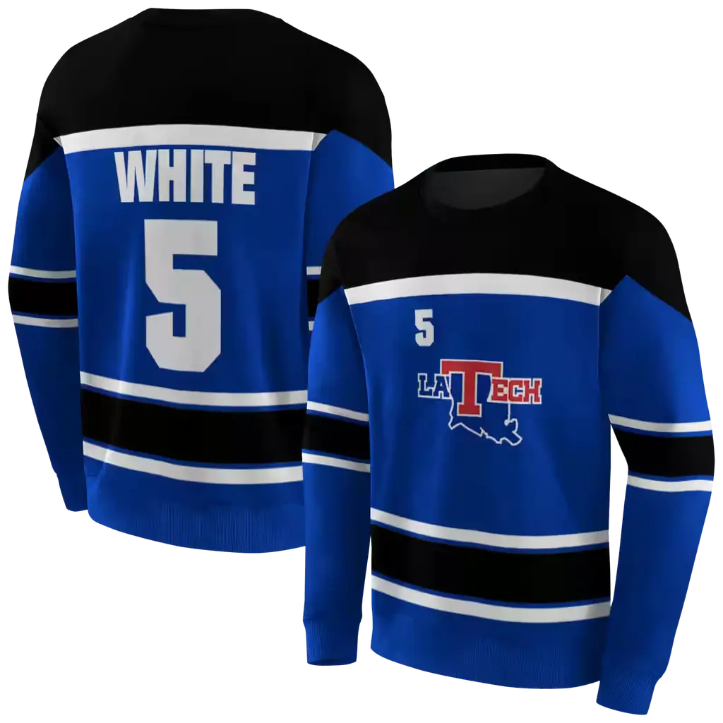 customized la tech striped pattern blue hoodie premium grade customized la tech striped pattern blue hoodie premium grade