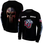 customized liberty flames punisher skull black hoodie best selling