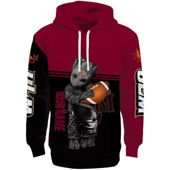customized louisiana monroe warhawks baby groot red black hoodie best selling