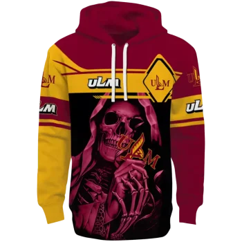 customized louisiana monroe warhawks grim reaper red black hoodie best selling