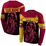 customized louisiana monroe warhawks grim reaper red black hoodie best selling