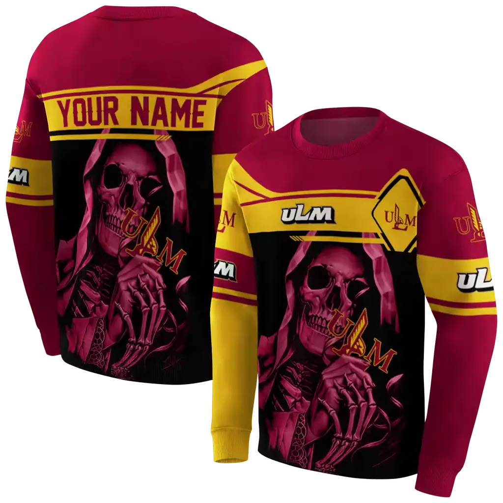 customized louisiana monroe warhawks grim reaper red black hoodie premium grade customized louisiana monroe warhawks grim reaper red black hoodie premium grade