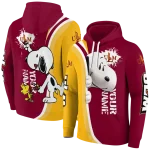 customized louisiana monroe warhawks peeking snoopy red hoodie best selling