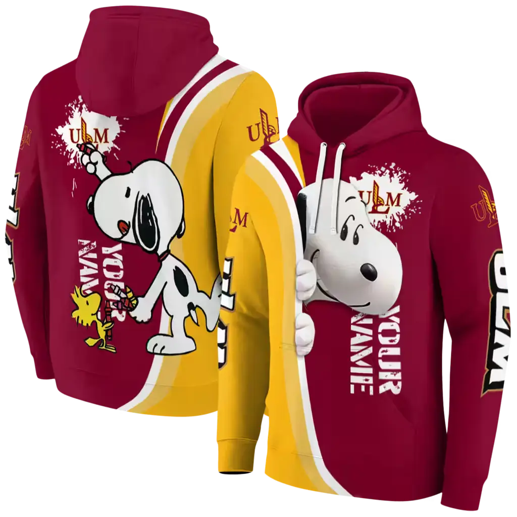 customized louisiana monroe warhawks peeking snoopy red hoodie fashion forward customized louisiana monroe warhawks peeking snoopy red hoodie fashion forward