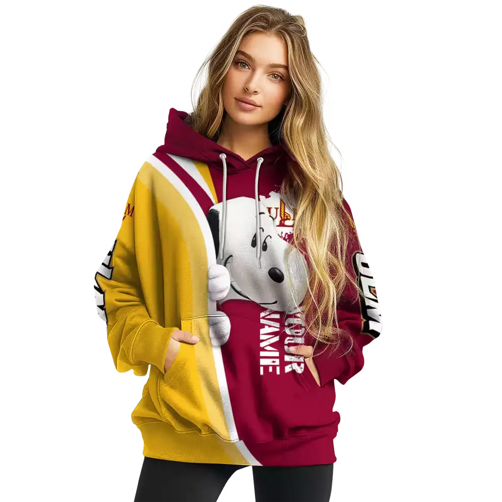 customized louisiana monroe warhawks peeking snoopy red hoodie high quality customized louisiana monroe warhawks peeking snoopy red hoodie high quality