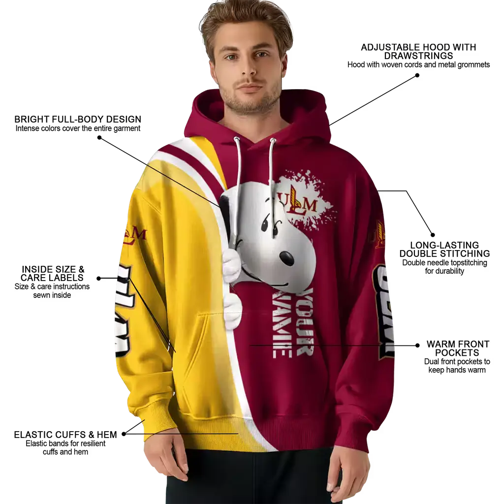customized louisiana monroe warhawks peeking snoopy red hoodie latest model customized louisiana monroe warhawks peeking snoopy red hoodie latest model