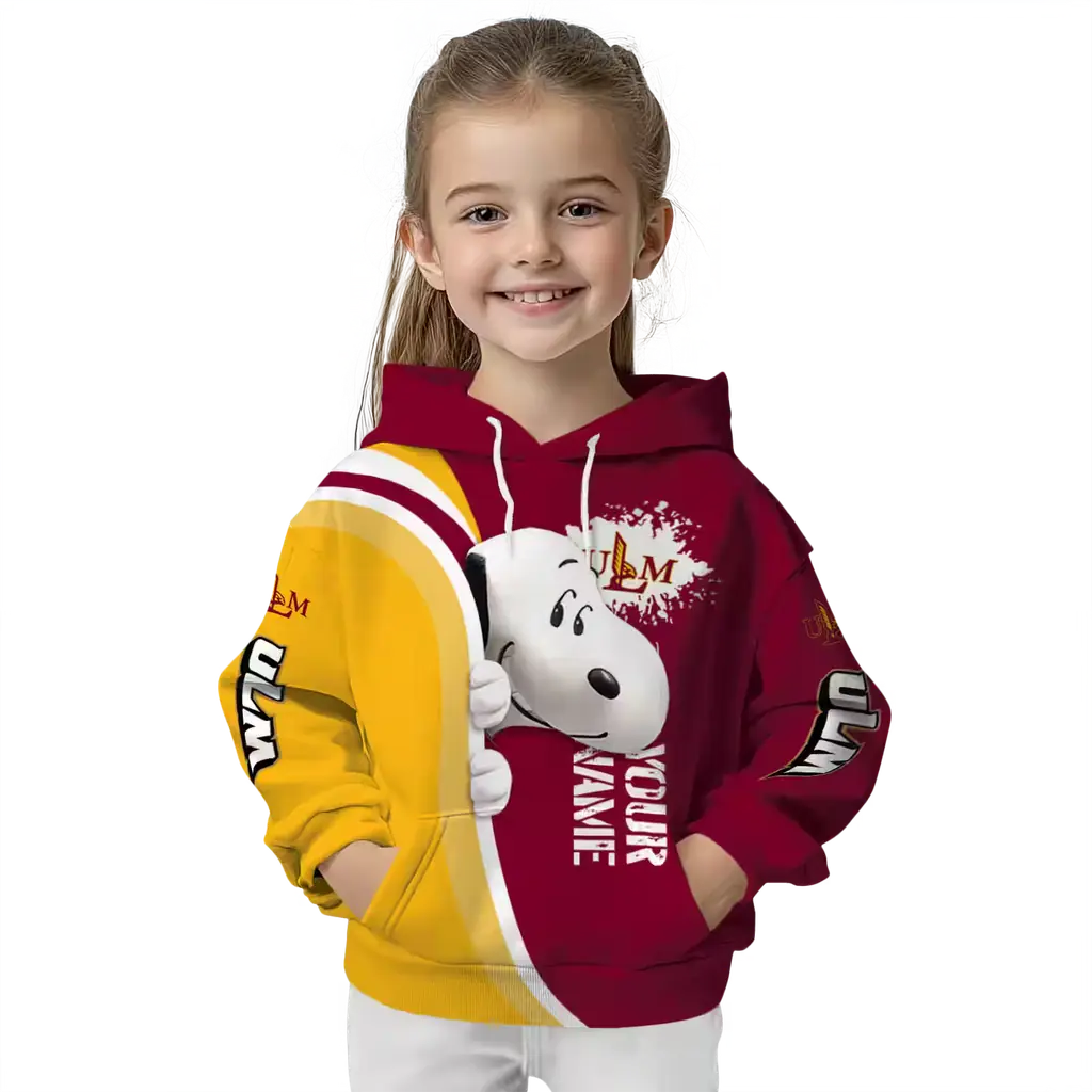 customized louisiana monroe warhawks peeking snoopy red hoodie top rated customized louisiana monroe warhawks peeking snoopy red hoodie top rated