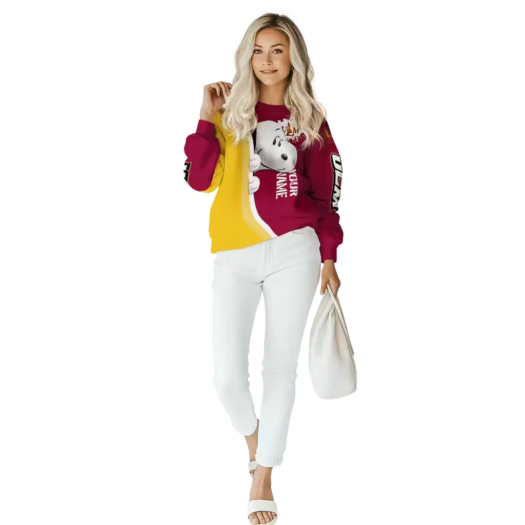 customized louisiana monroe warhawks peeking snoopy red hoodie trendy customized louisiana monroe warhawks peeking snoopy red hoodie trendy