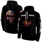 customized louisiana monroe warhawks punisher skull black hoodie best selling